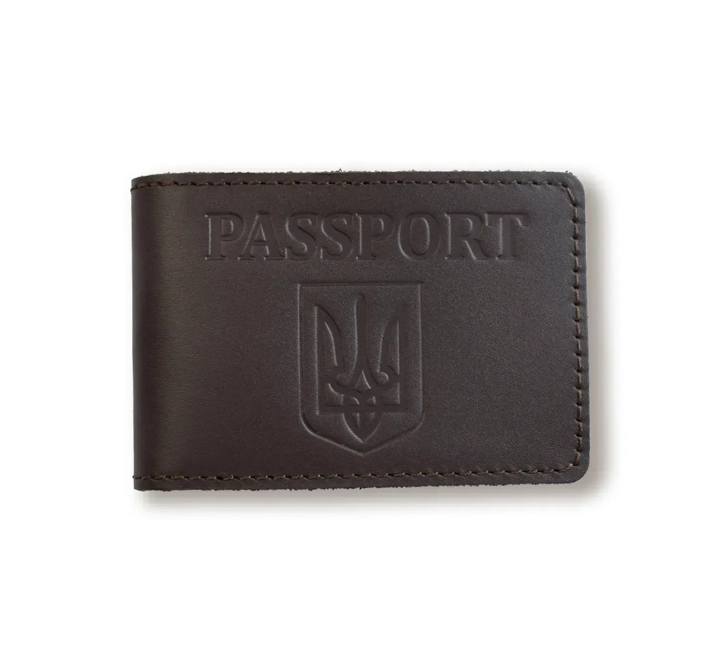 Обложка для ID-карты PASSPORT с гербом (темно-коричневая, чистое тиснение)