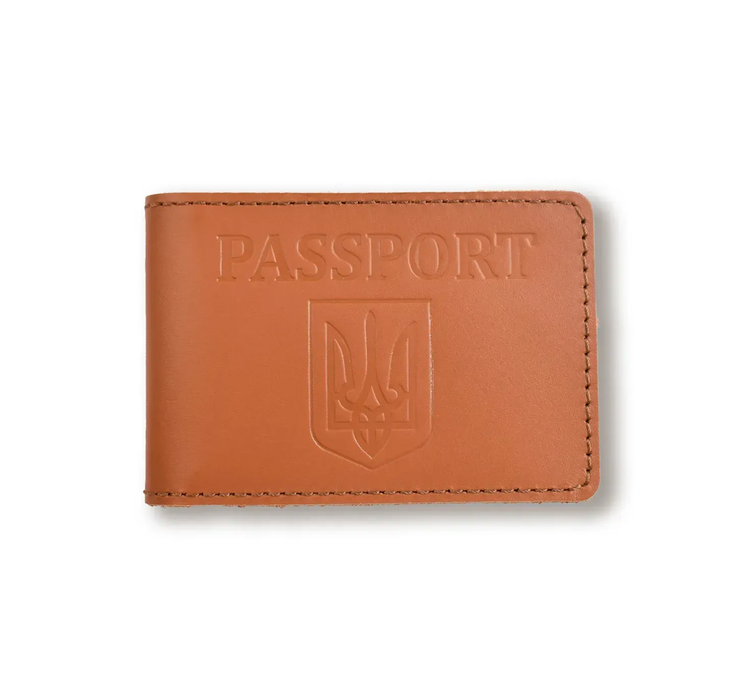 Обкладинка для ID-картки PASSPORT з гербом (теракотова, чисте тиснення)