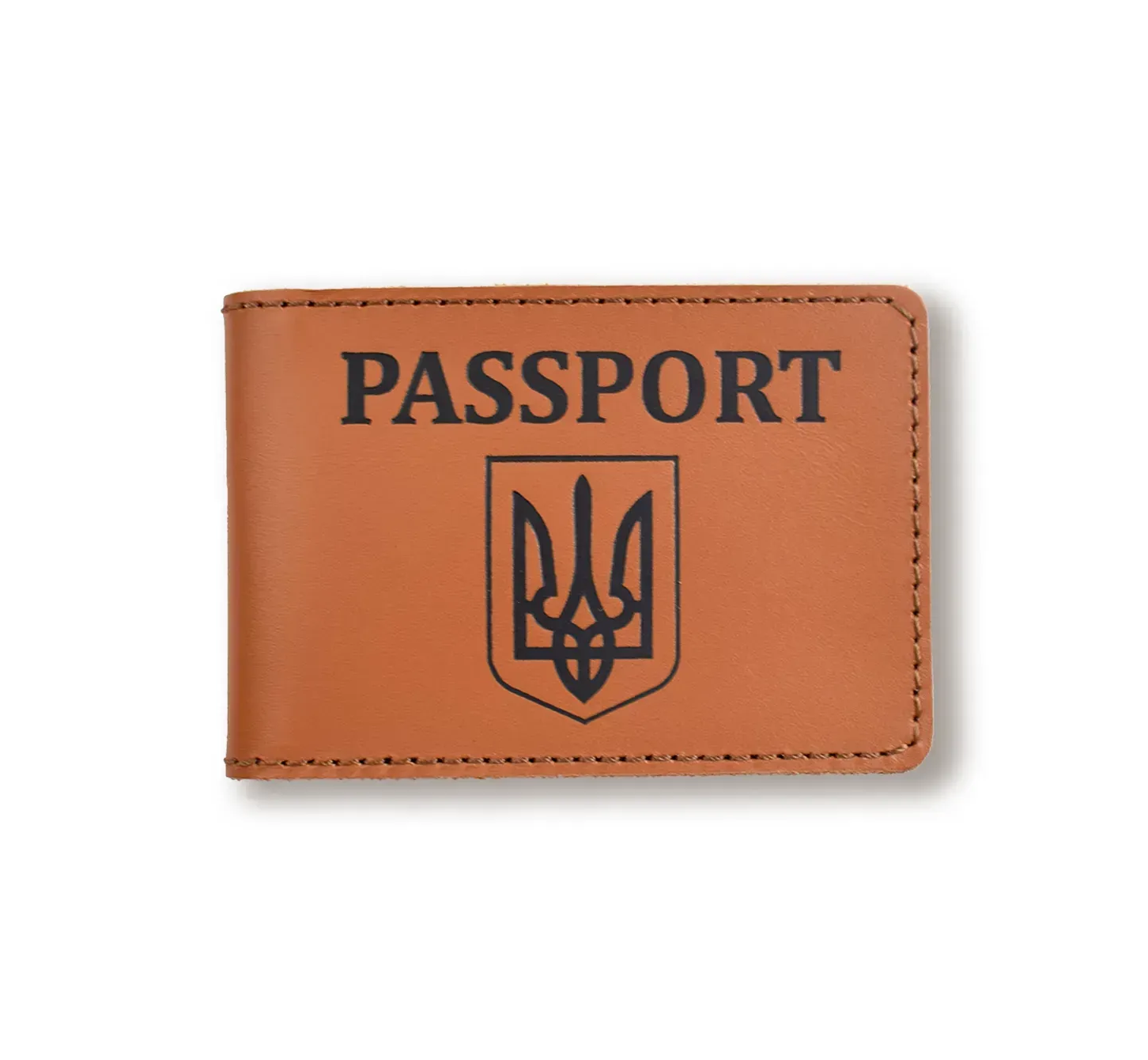 Обкладинка для ID-картки PASSPORT з гербом (теракотова, чорне тиснення)