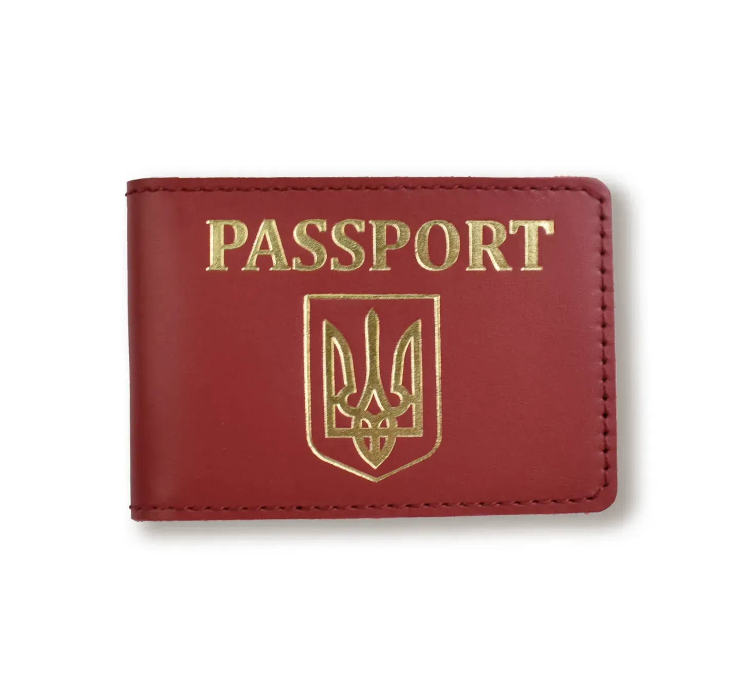 Обкладинка для ID-картки PASSPORT з гербом (червона, золоте тиснення)