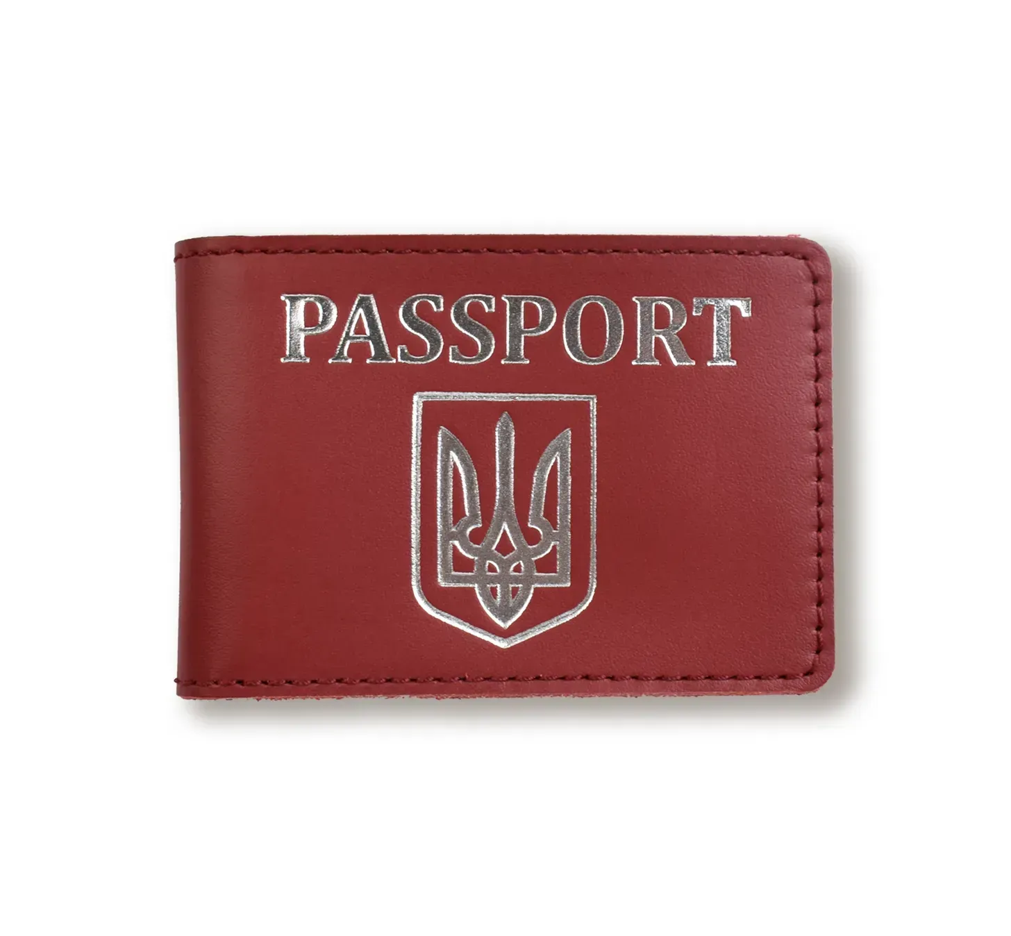 Обложка для ID-карты PASSPORT с гербом (красная, серебряное тиснение)
