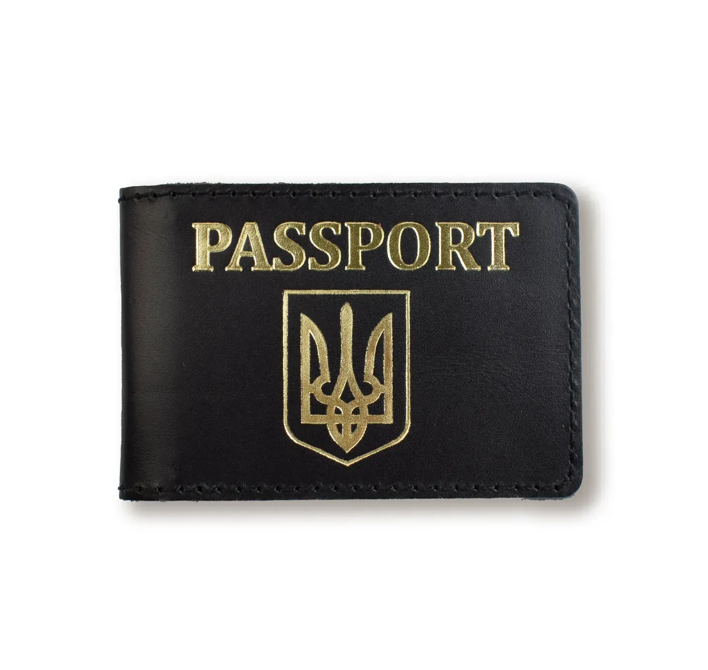 Обложка для ID-карты PASSPORT с гербом (черная, золотая тиснение)