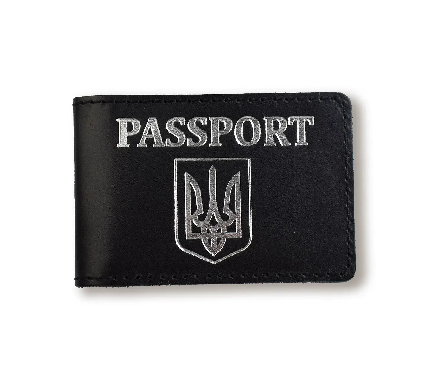 Обложка для ID-карты PASSPORT с гербом (черная, серебряное тиснение)