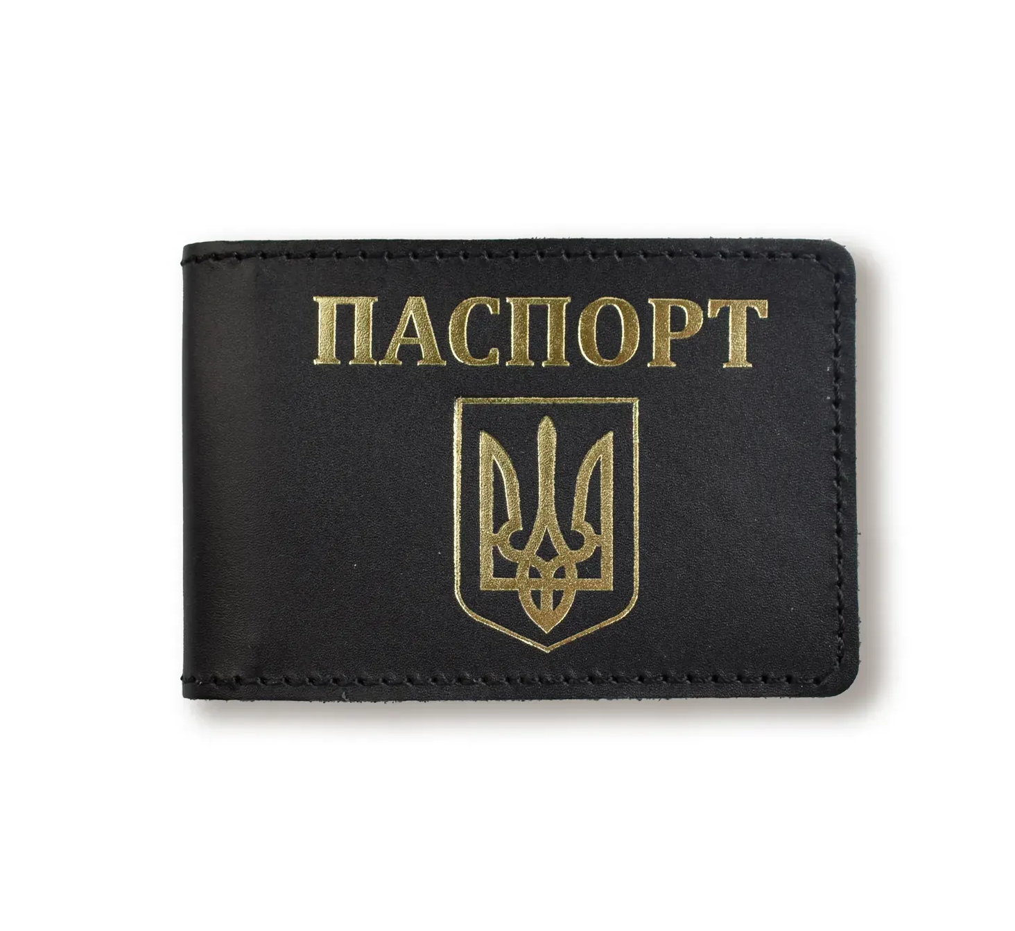 Обложка для ID-карты ПАСПОРТ с гербом (черная, золотая тиснение)