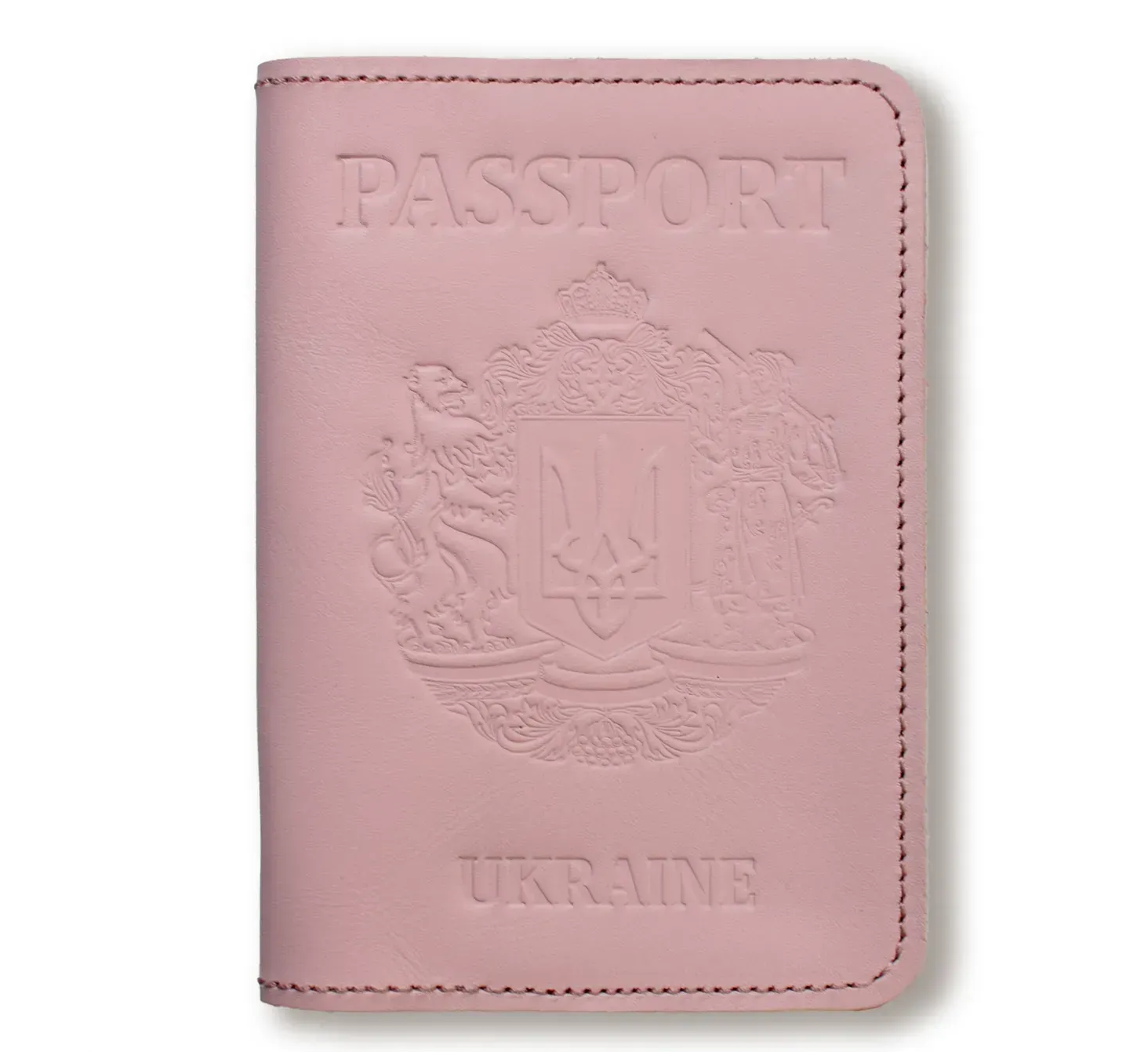 Обложка для паспорта Passport с большим Гербом (розовая, чистое тиснение)