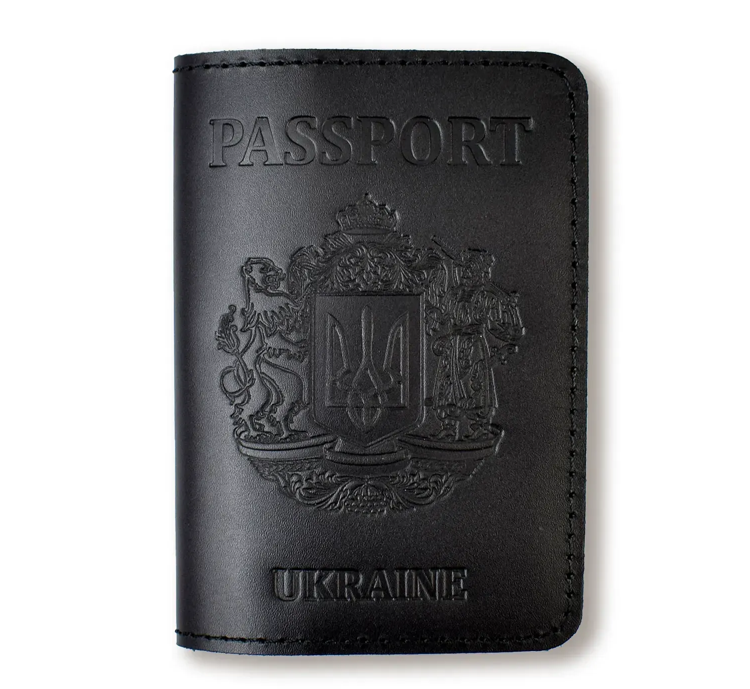 Обложка для паспорта Passport с большим Гербом (черное, чистое тиснение)