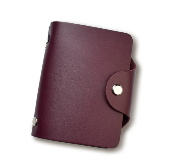 Візитниця бордова базова шкіряна