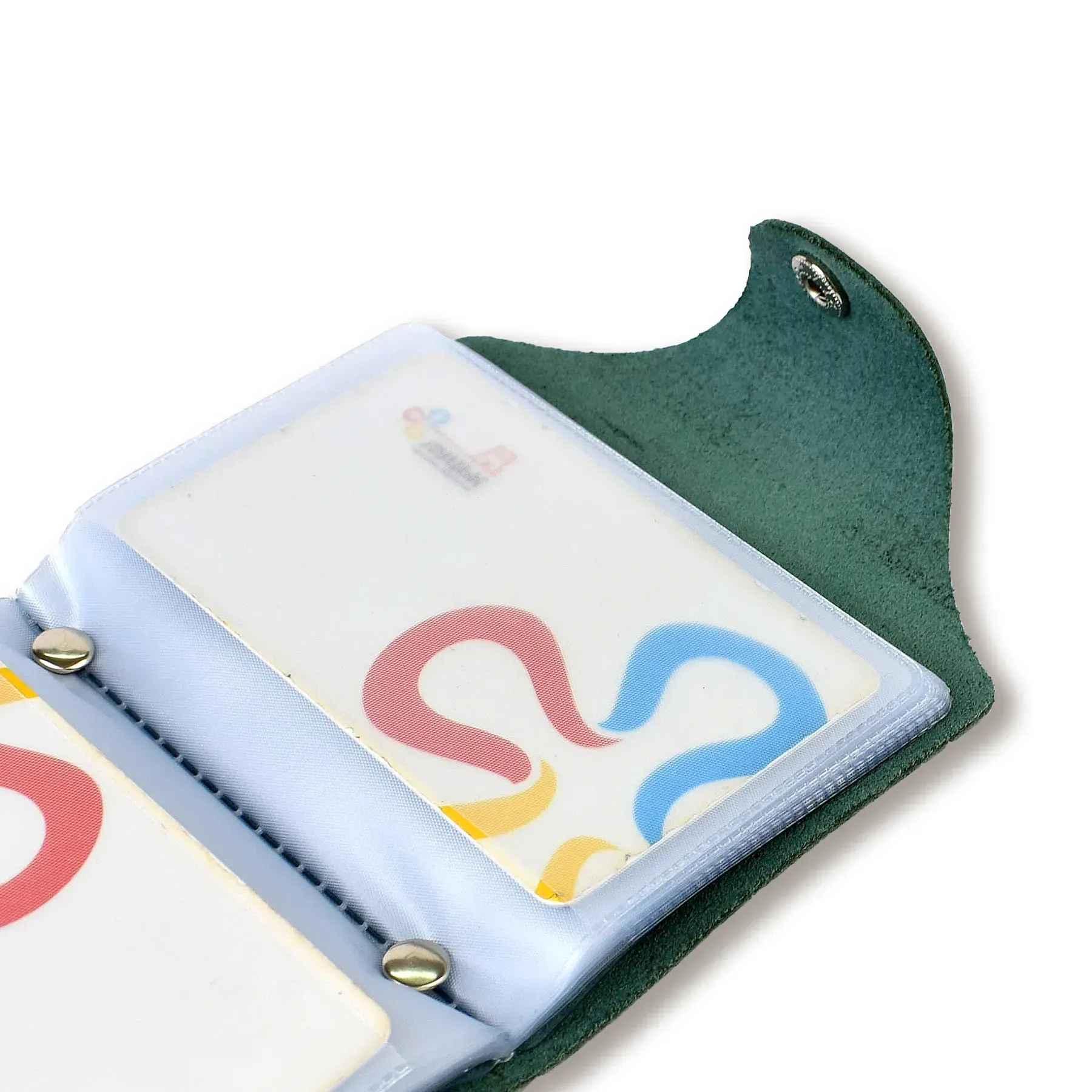 Візитниця зелена базова шкіряна 2