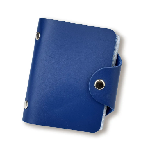 Візитниця синя базова шкіряна