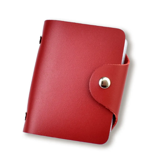 Визитница красная базовая кожаная