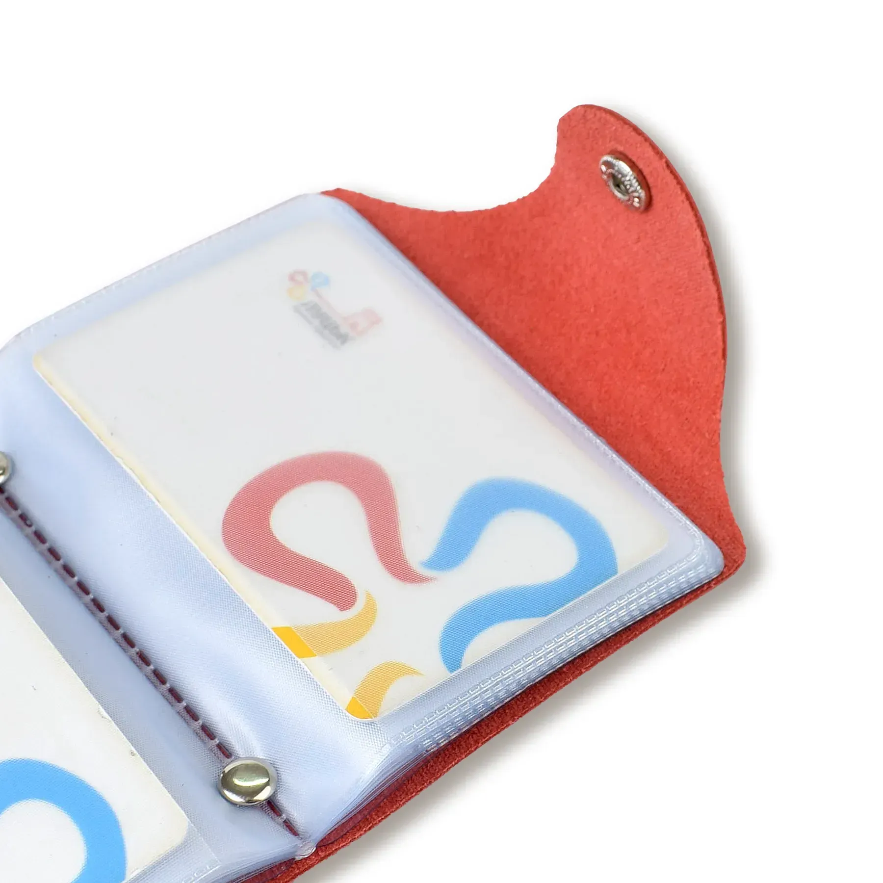 Визитница красная базовая кожаная 2