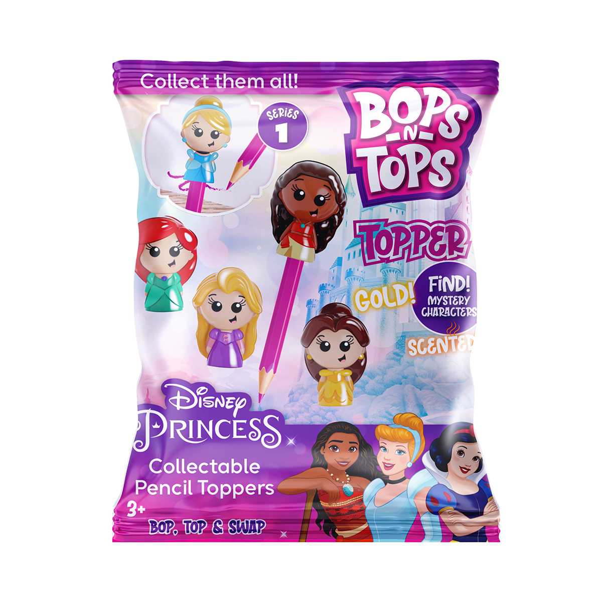 Фигурка-топер коллекционная Sambro серии "Bop n Tops" - Принцессы Дисней, DSP20-6468-CDU-KV-FO