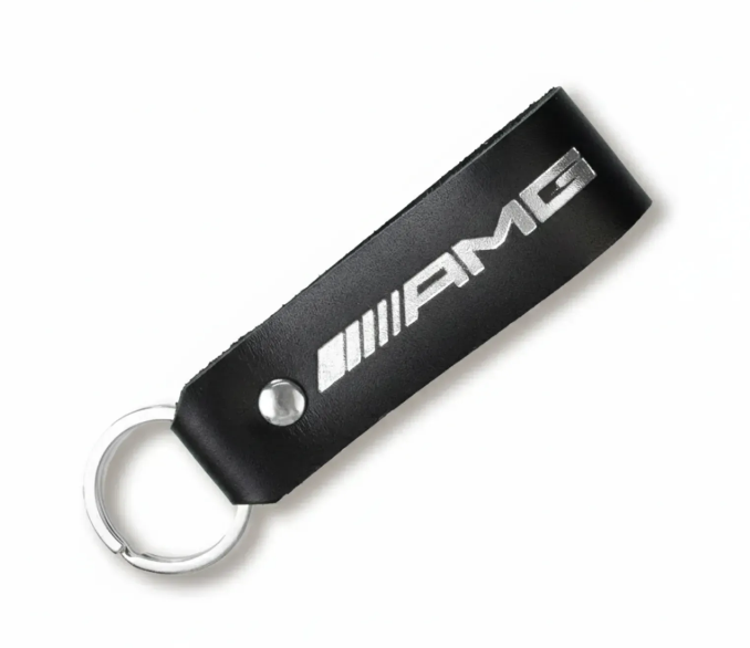 Брелок-петля для авто AMG (чорний, срібне тиснення)