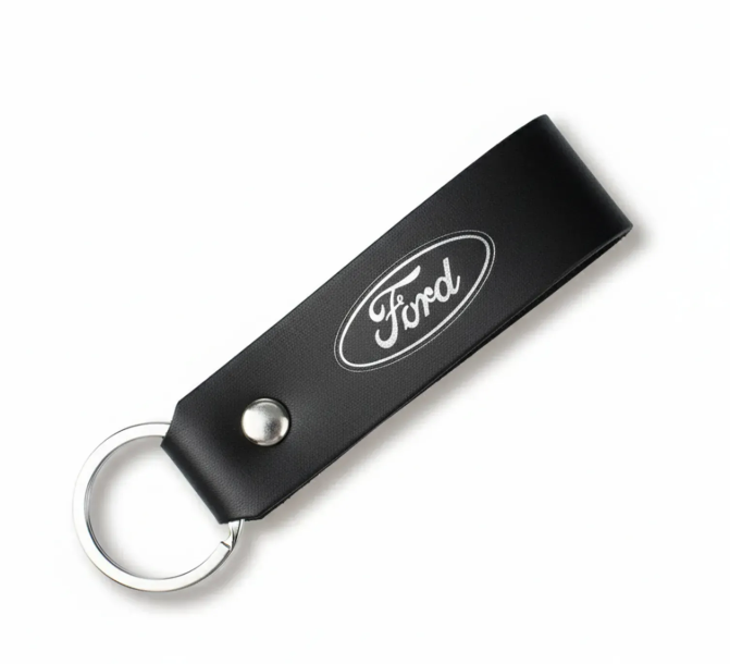 Брелок-петля для авто FORD (чорний, срібне тиснення)