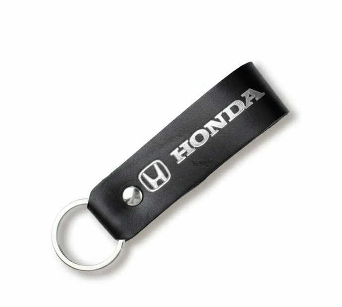 Брелок-петля для авто HONDA (чорний, срібне тиснення)
