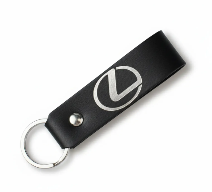 Брелок-петля для авто LEXUS (чорний, срібне тиснення)