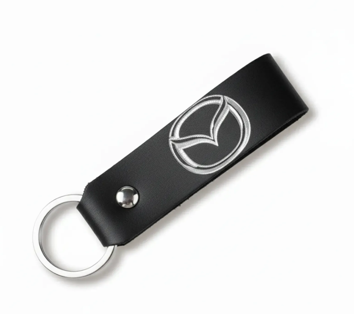 Брелок-петля для авто MAZDA (чорний, срібне тиснення)