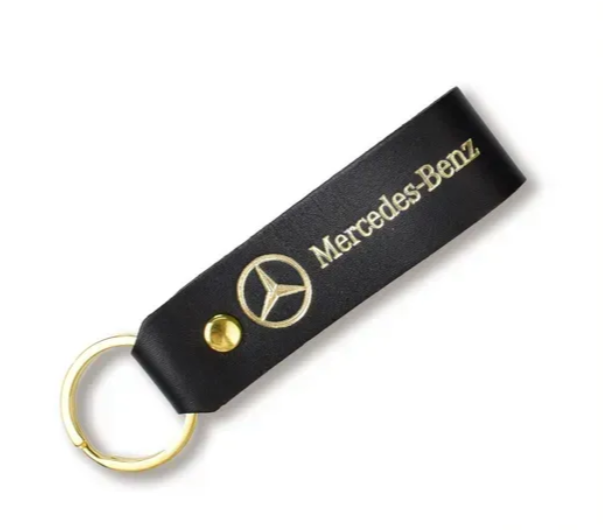 Брелок-петля для авто MERCEDES-BENZ (чорний, золоте тиснення)