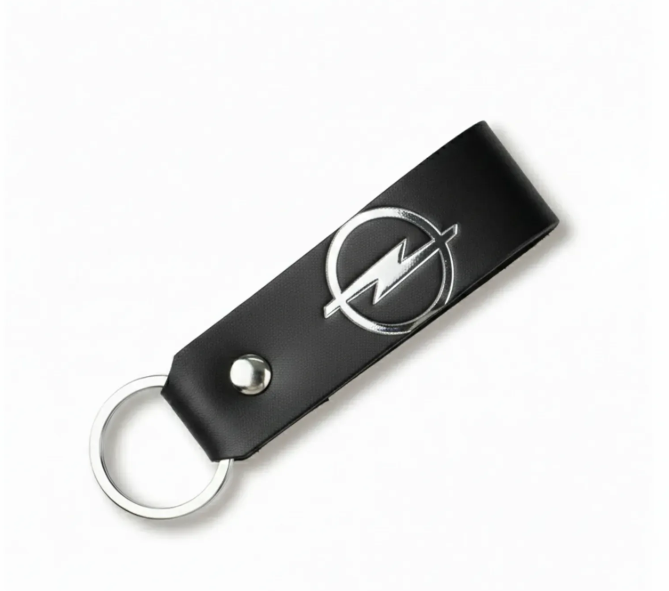 Брелок-петля для авто OPEL (черный, серебряное тиснение)