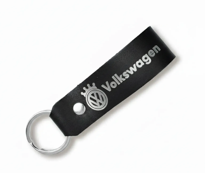 Брелок-петля для авто VOLKSWAGEN (черный, серебряное тиснение)