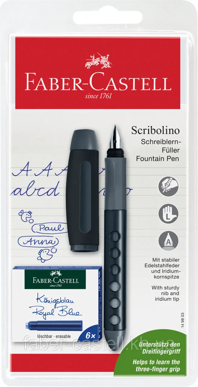 Ручка пір`яна для шульг Scribolino, ,асорті + 6 синіх картриджів, 149803 Faber-Castell 4