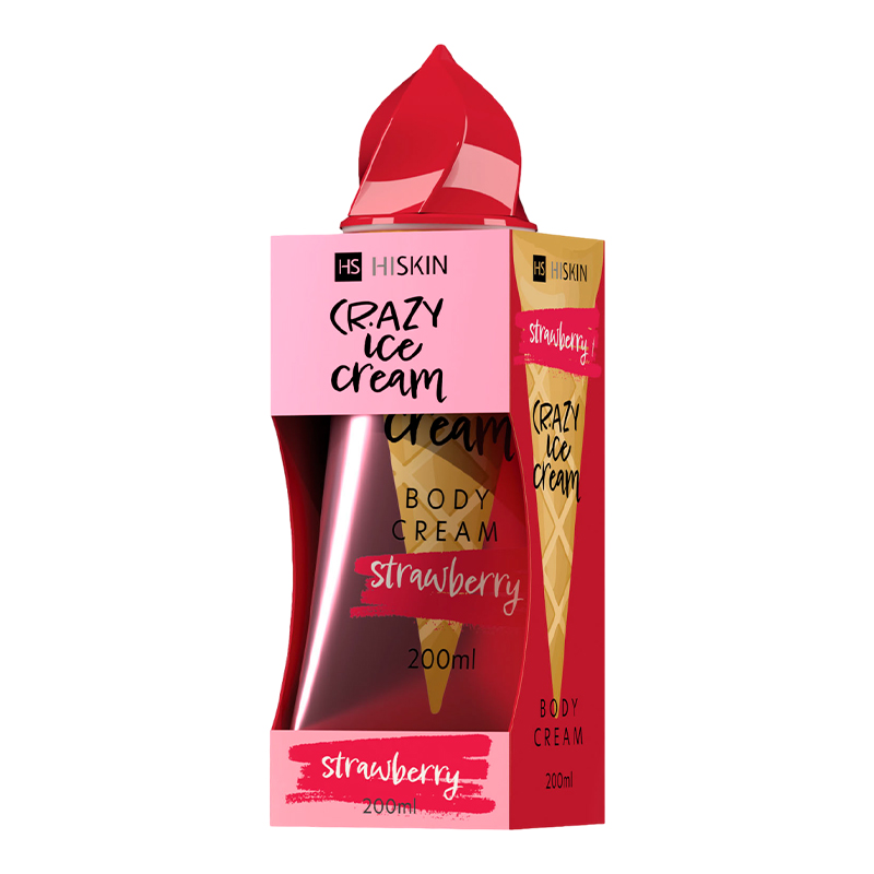 Зволожуючий крем для тіла з ароматом полуниця HiSkin Crazy Ice Cream, 200 мл