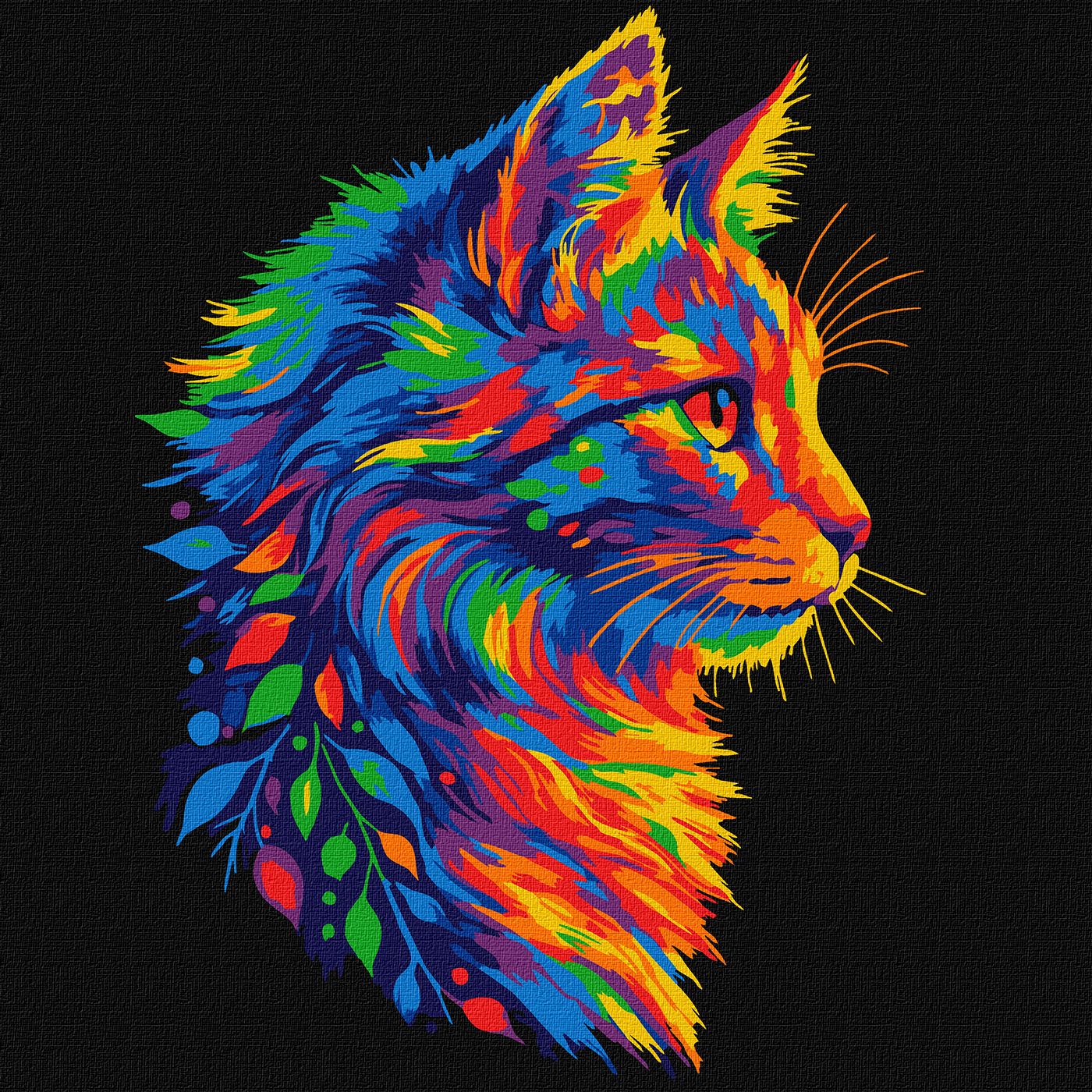 Картина по номерам 30*30 см "Яркий котик", KHO6822, ТМ "Ideyka"