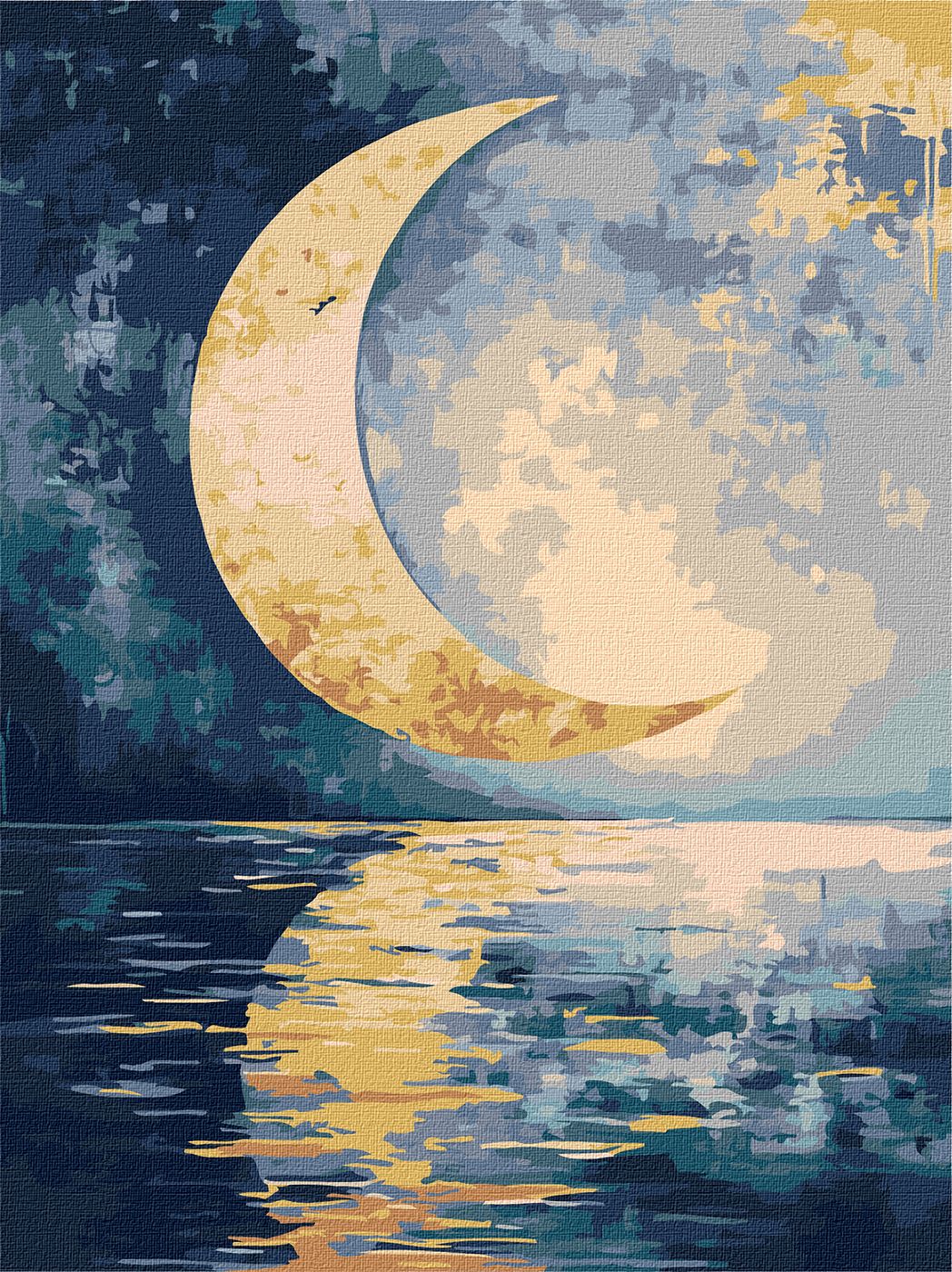 Набор для росписи по номерам 30*40 см "Отпечаток луны с красками металлик extra", KHO5158, ТМ "Ideyka"