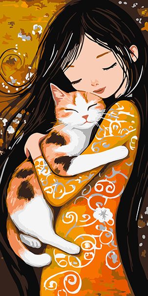 Картина по номерам 40*80 см "Кот на руках", KHO8642, ТМ "Ideyka"