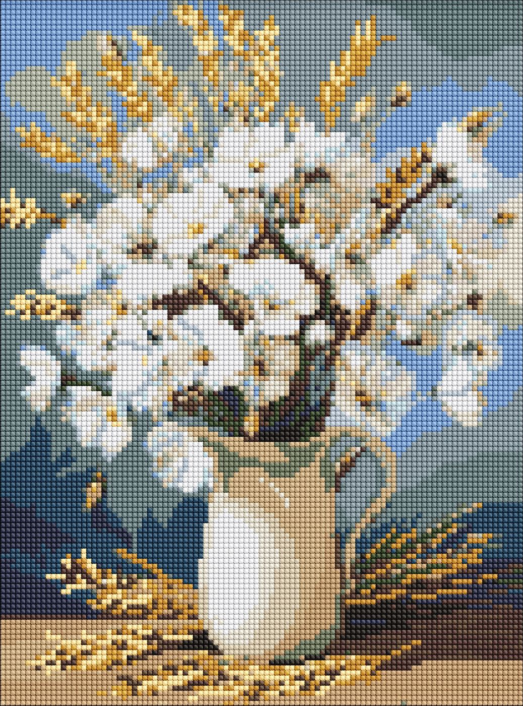 Набір з алмазною мозаїкою "Білі маки і пшениця" 30*40 см, AMO20053, ТМ "Ideyka"