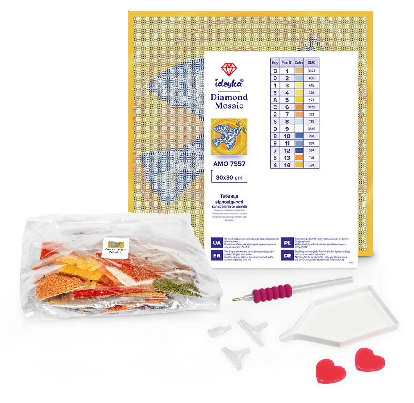 Набір з алмазною мозаїкою "Вітраж. Тукан" 30*30 см, AMO8332, ТМ "Ideyka" 1