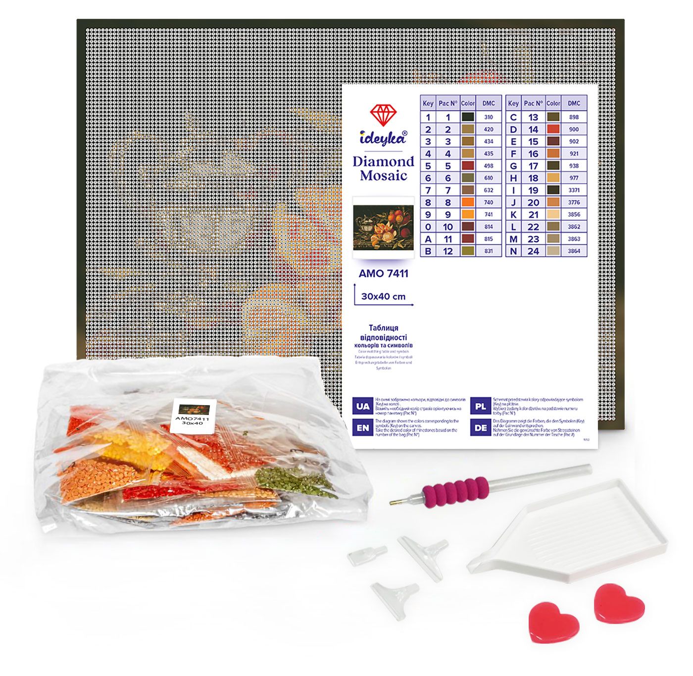 Алмазная мозаика "Розовые розы" 30*40 см, AMO7906, ТМ "Ideyka" 1