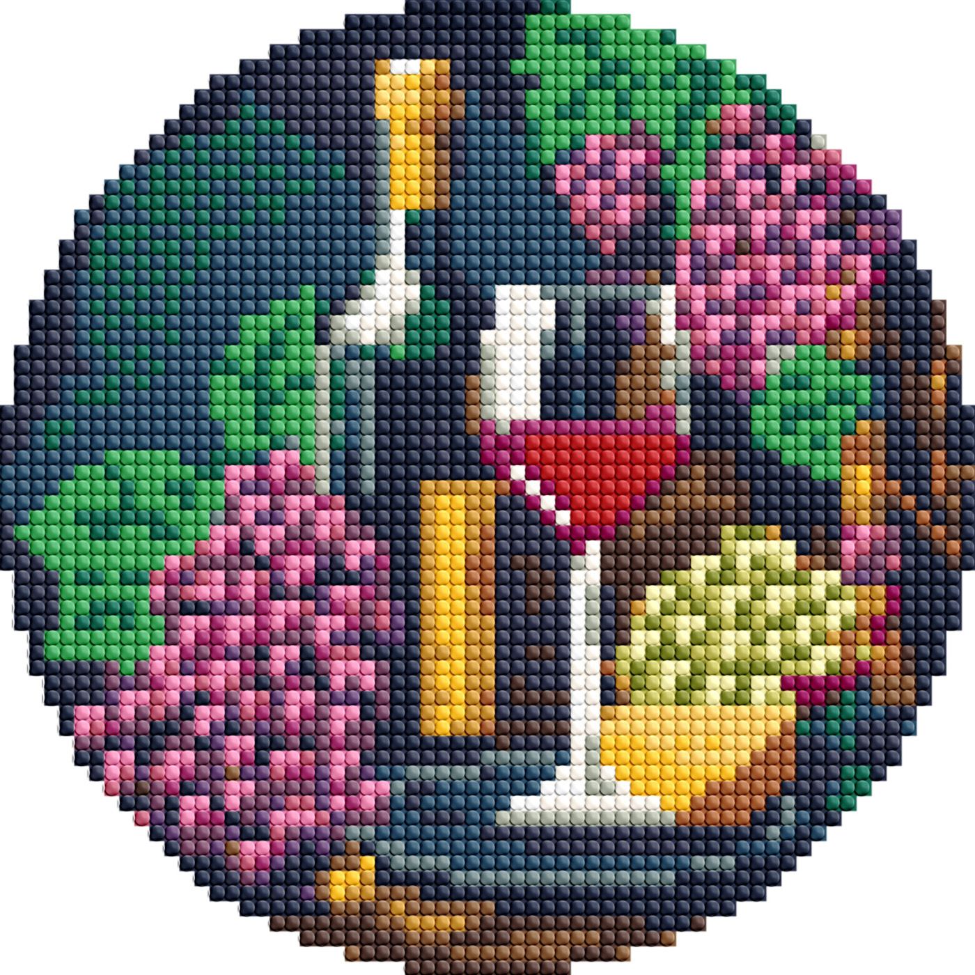 Набір з алмазною мозаїкою "Вишукана дегустація" на круглому підрамнику d 19 см, AM-R7922, ТМ "Ideyka"