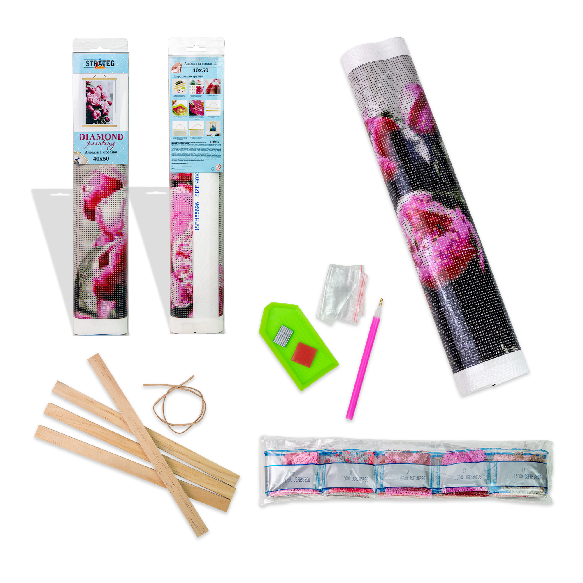 Набір з алмазною мозаїкою "Яскравий рожевий фламінго" 40*50 см, JSFH85873, ТМ "Strateg" 1