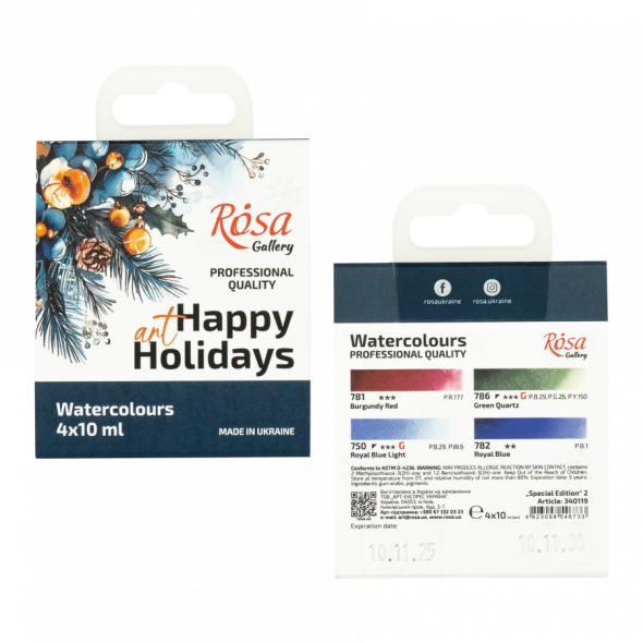 Набір акварельних фарб "Special Edition 2" 4*10 мл, картон, ROSA Gallery 2