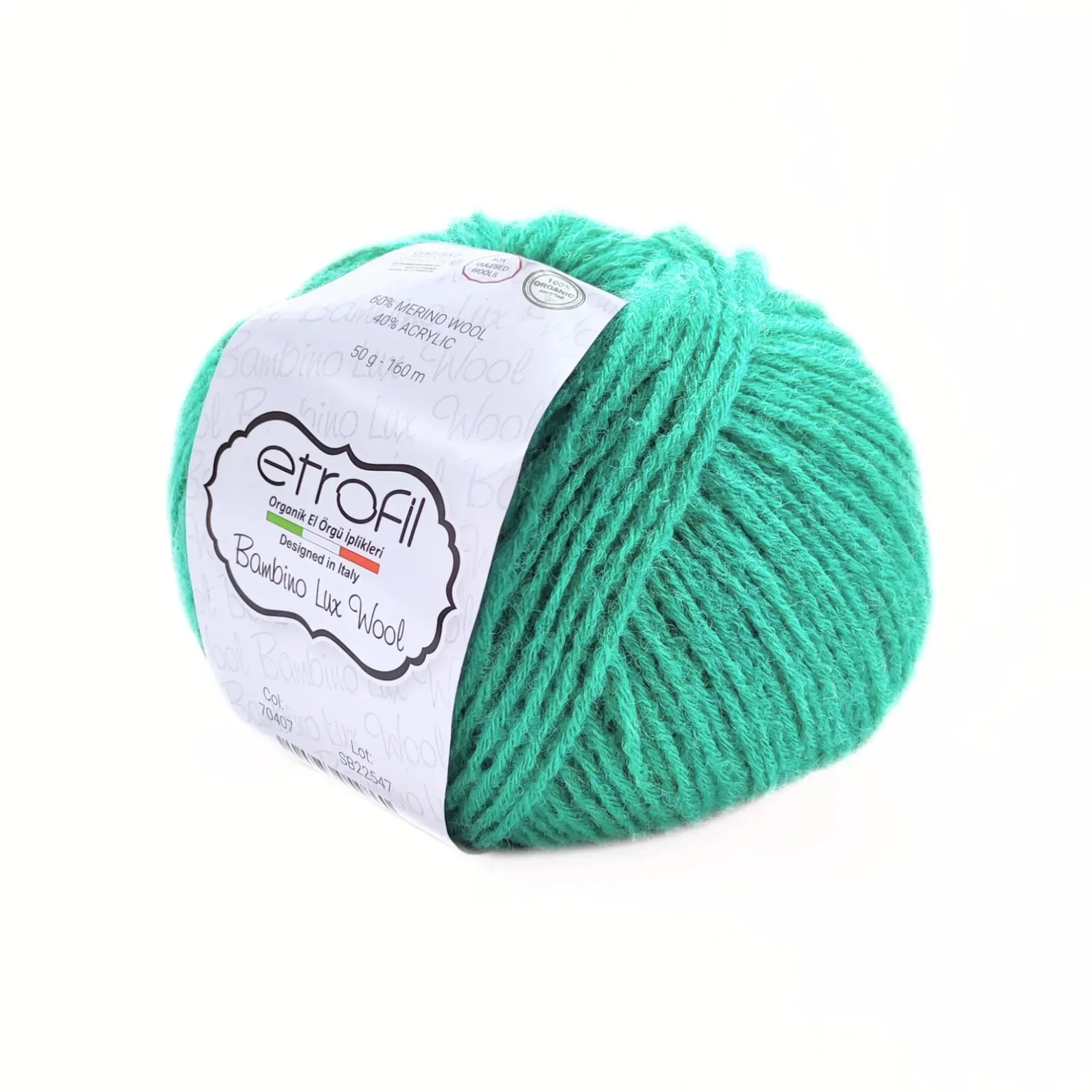 Пряжа Bambino Lux Wool/Бамбино Люкс Ул, бирюзовый, 70407, Etrofil