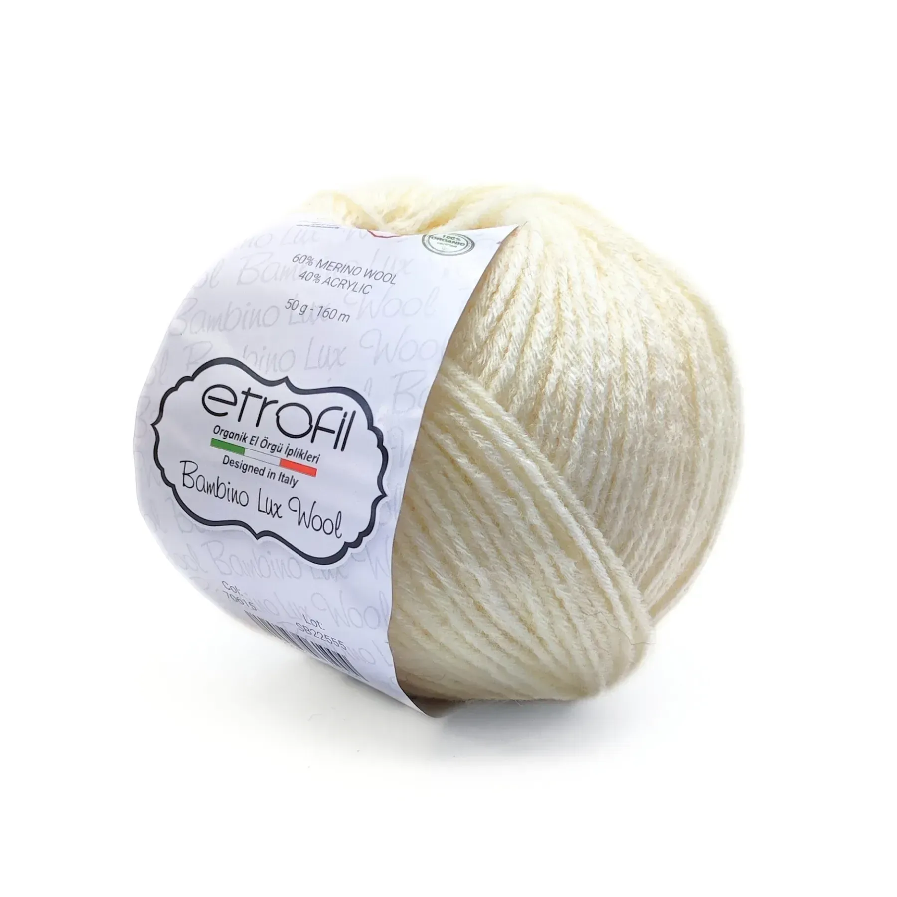 Пряжа Bambino Lux Wool/Бамбино Люкс Ул, молочный, 70018, Etrofil
