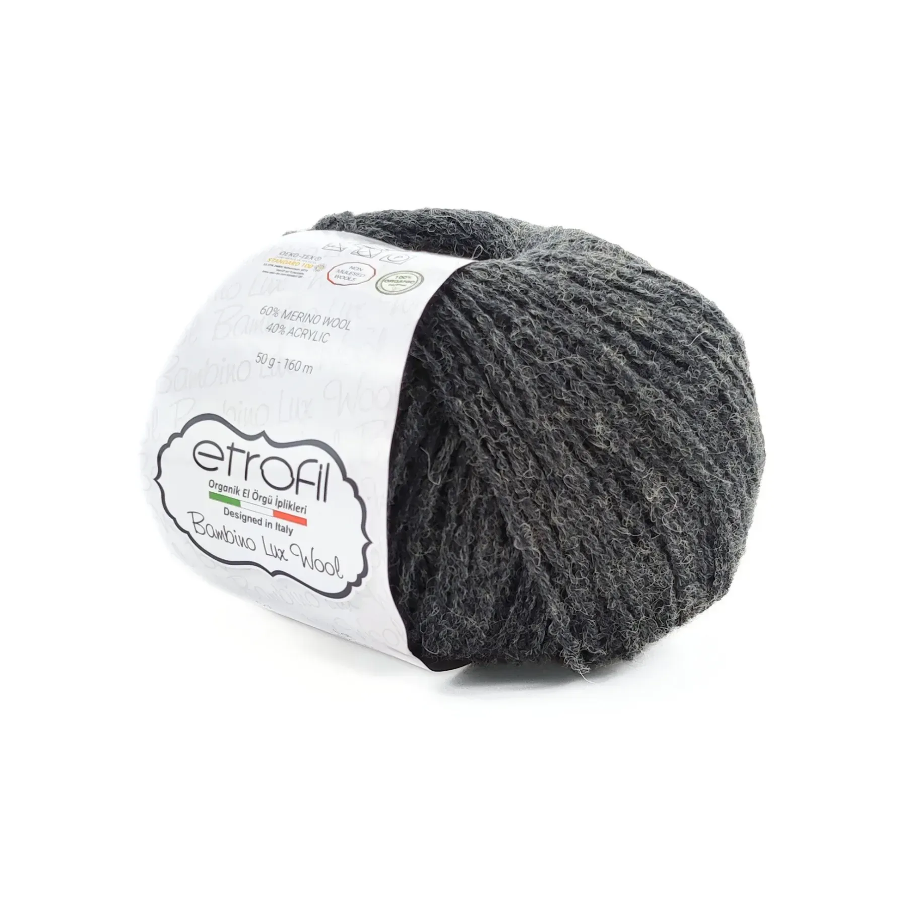 Пряжа Bambino Lux Wool/Бамбино Люкс Ул, темно-серый, 70090, Etrofil