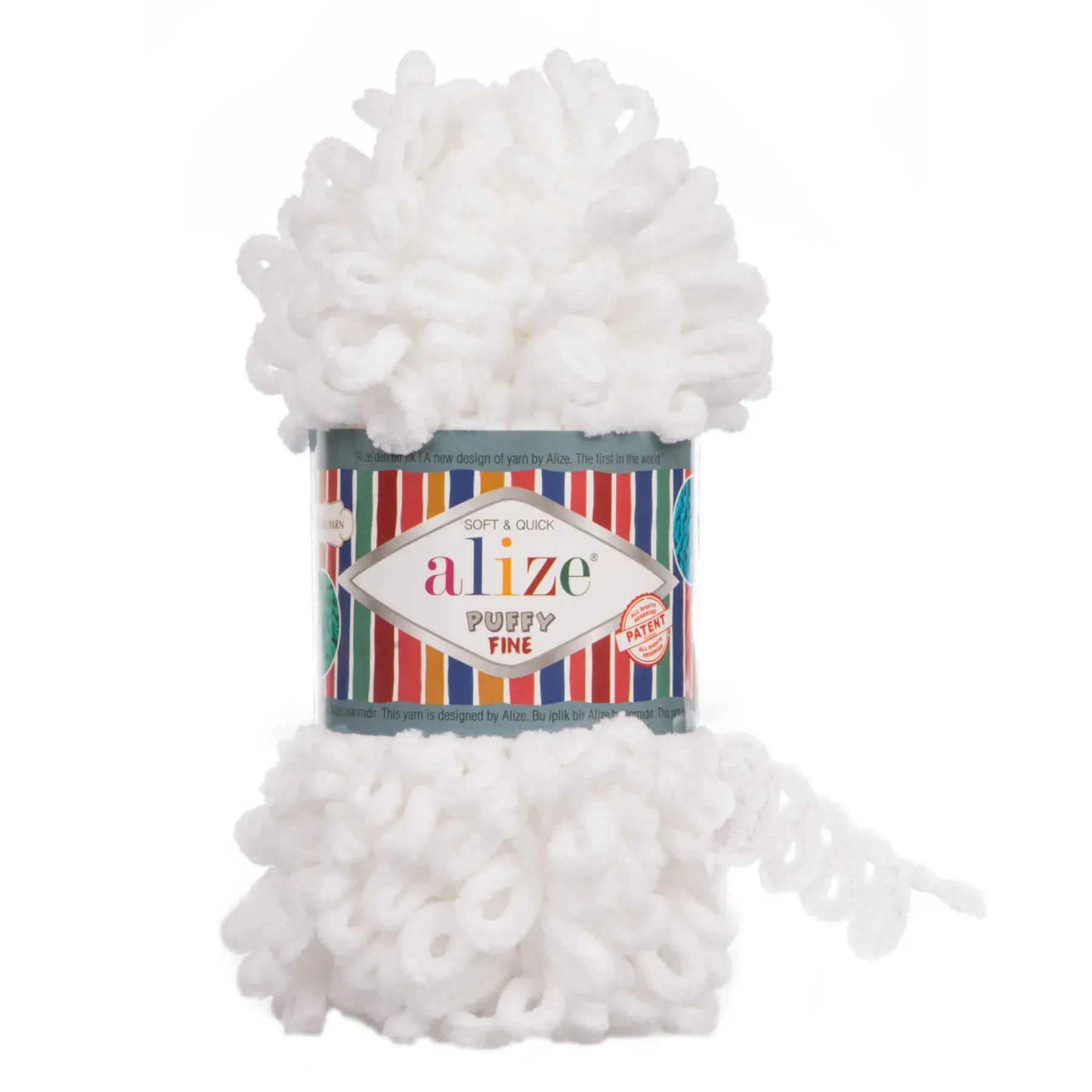 Пряжа мікрополіестер 55 Білий, TM Alize Puffy Fine