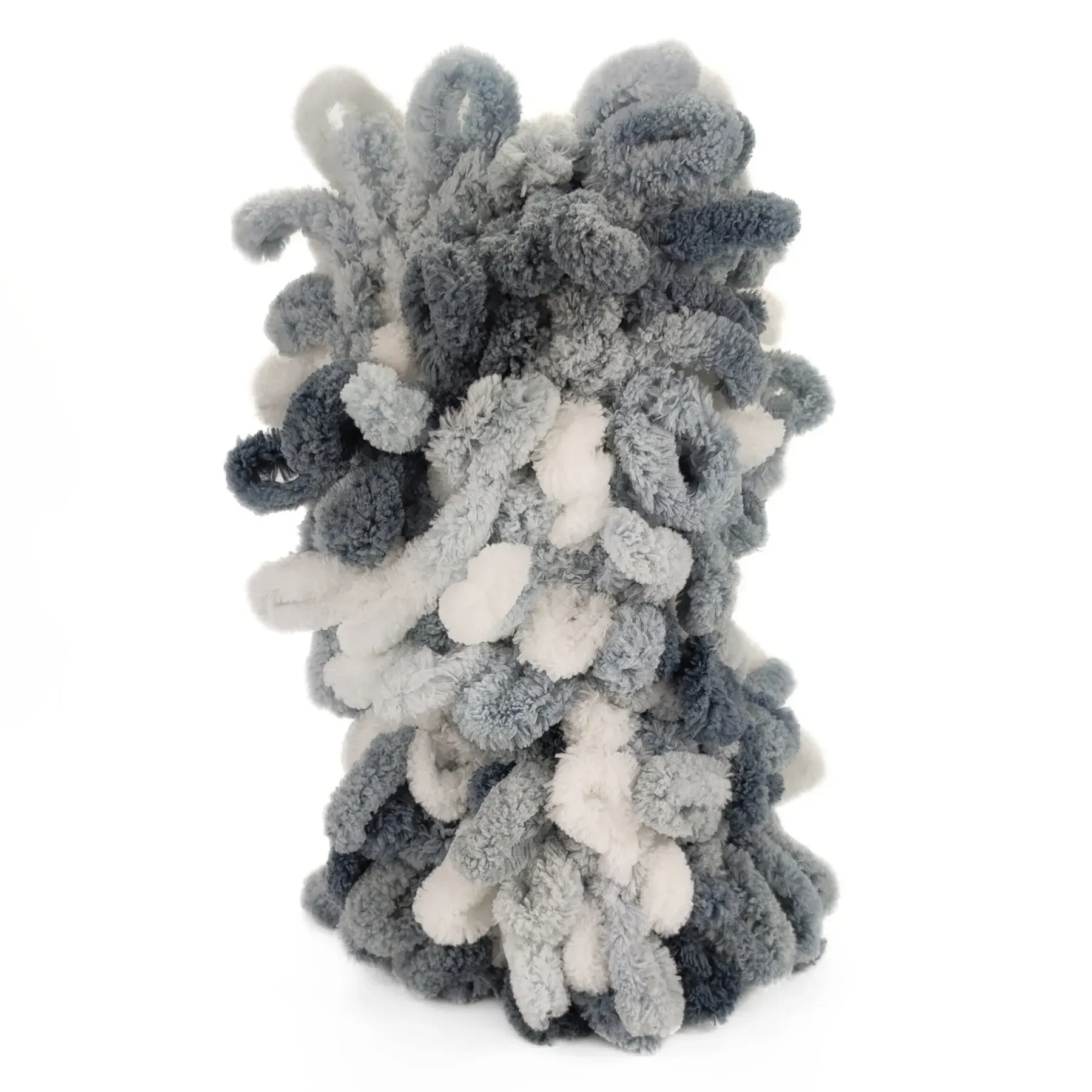 Пряжа мікрополіестер 5925 Білий-сірий, TM Alize Puffy Color 2