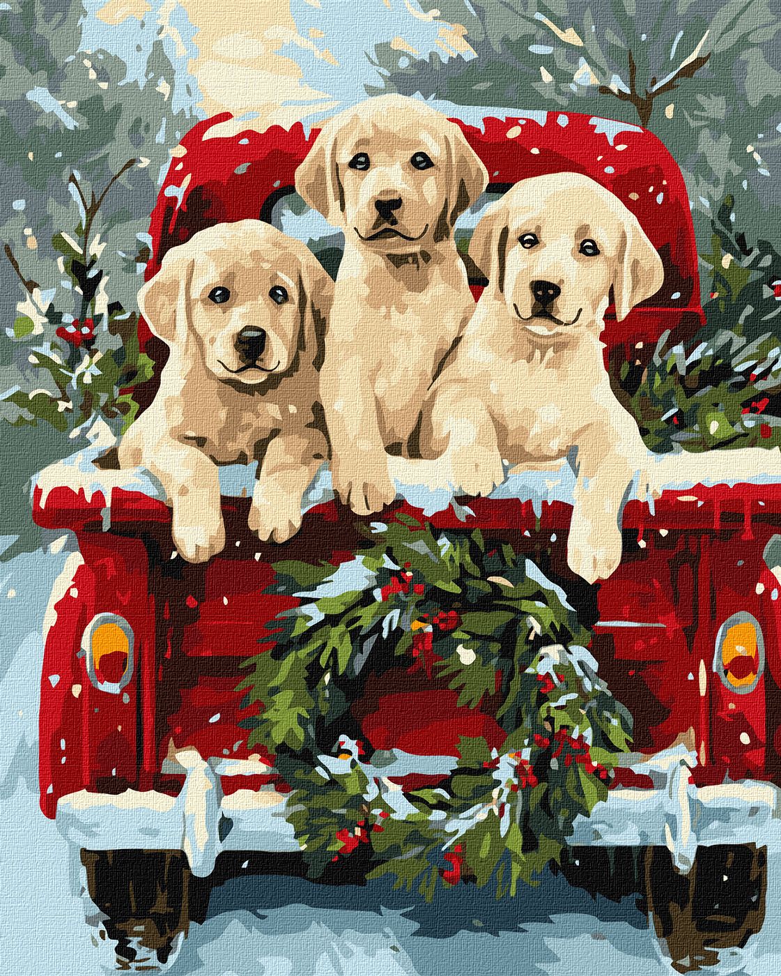 Набор для росписи по номерам 40*50 см "Собачья поездка", KHO6838, ТМ "Ideyka"