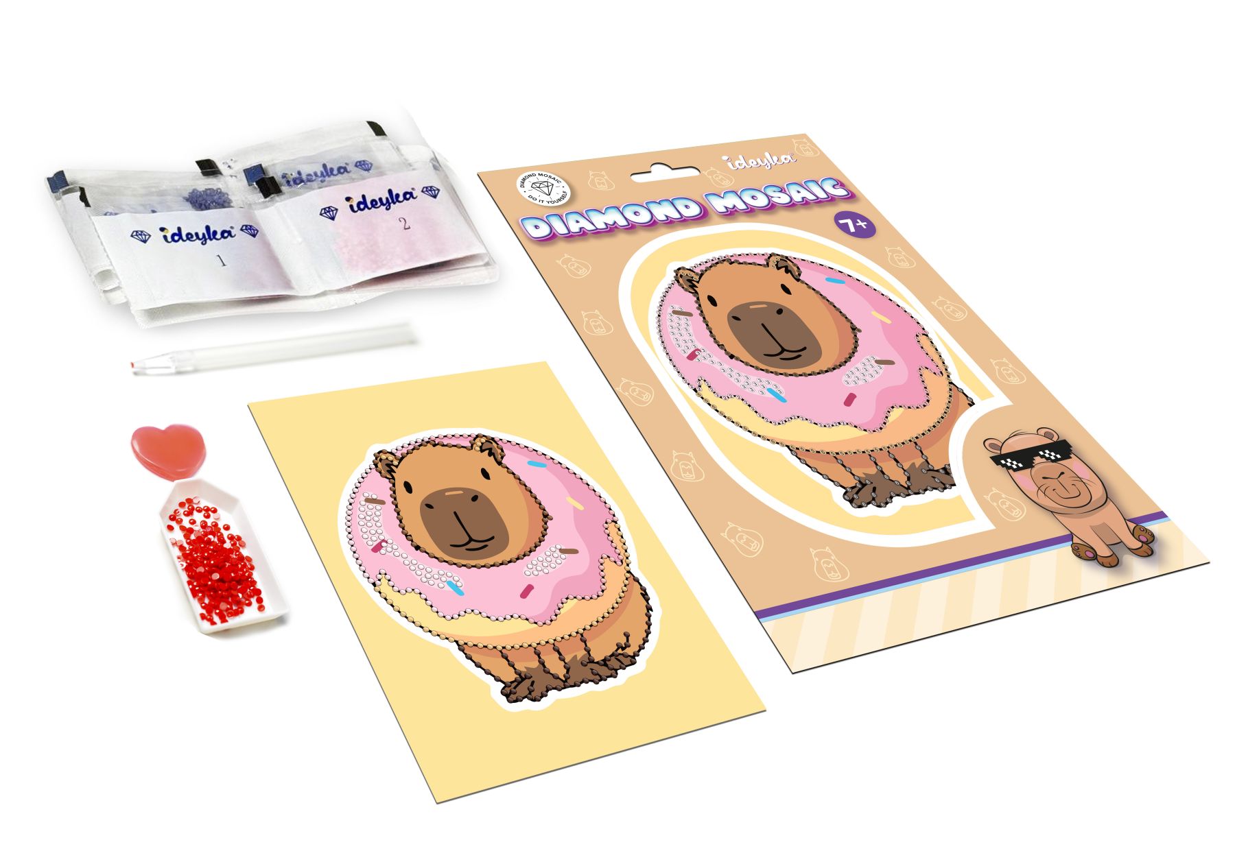 Набір з алмазною мозаїкою (вибірковою) "Солодкий капібара" 15*20 см, AMV1221, ТМ "Ideyka" 1