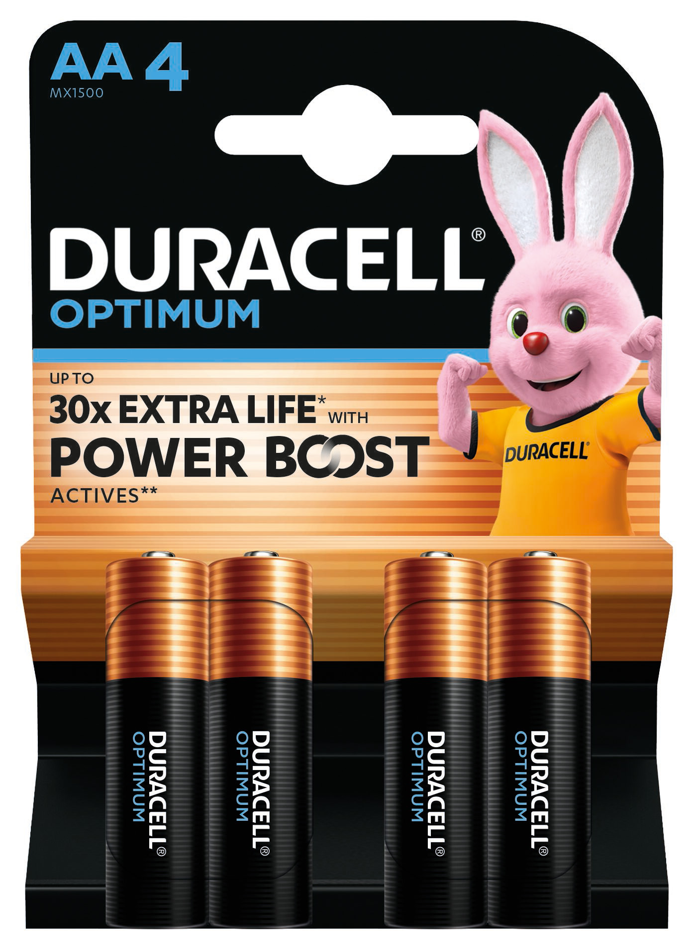 Батарейка щелочная DURACELL LR06 KPD 04*10 Optimum AA (4 шт/бл.) цена указ. за бл.
