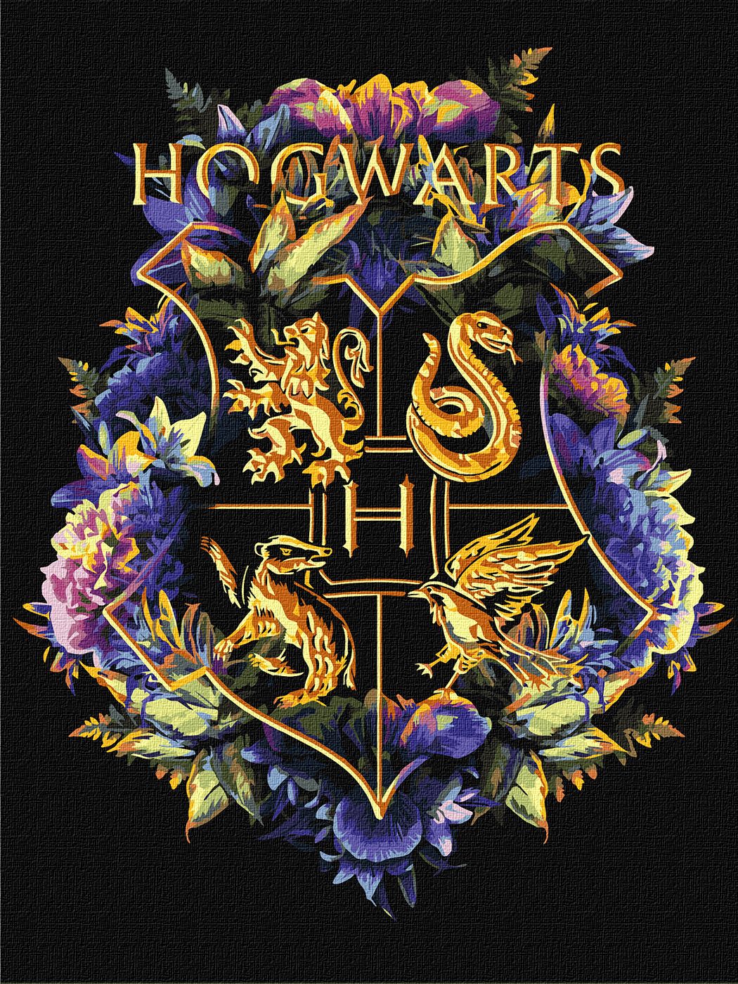 Набор для росписи по номерам 30*40 см WB "Harry Potter: Герб Хогвартса с красками металлик", KHO5209, ТМ "Ideyka"