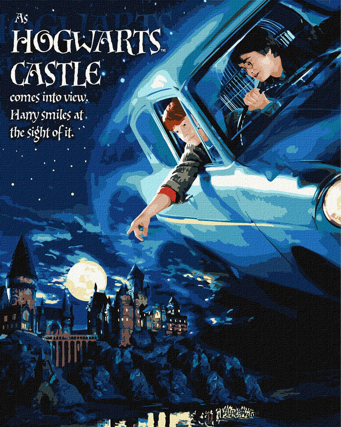 Набор для росписи по номерам 40*50 см WB "Harry Potter: Полет на авто с красками металлик", KHO8719, ТМ "Ideyka"