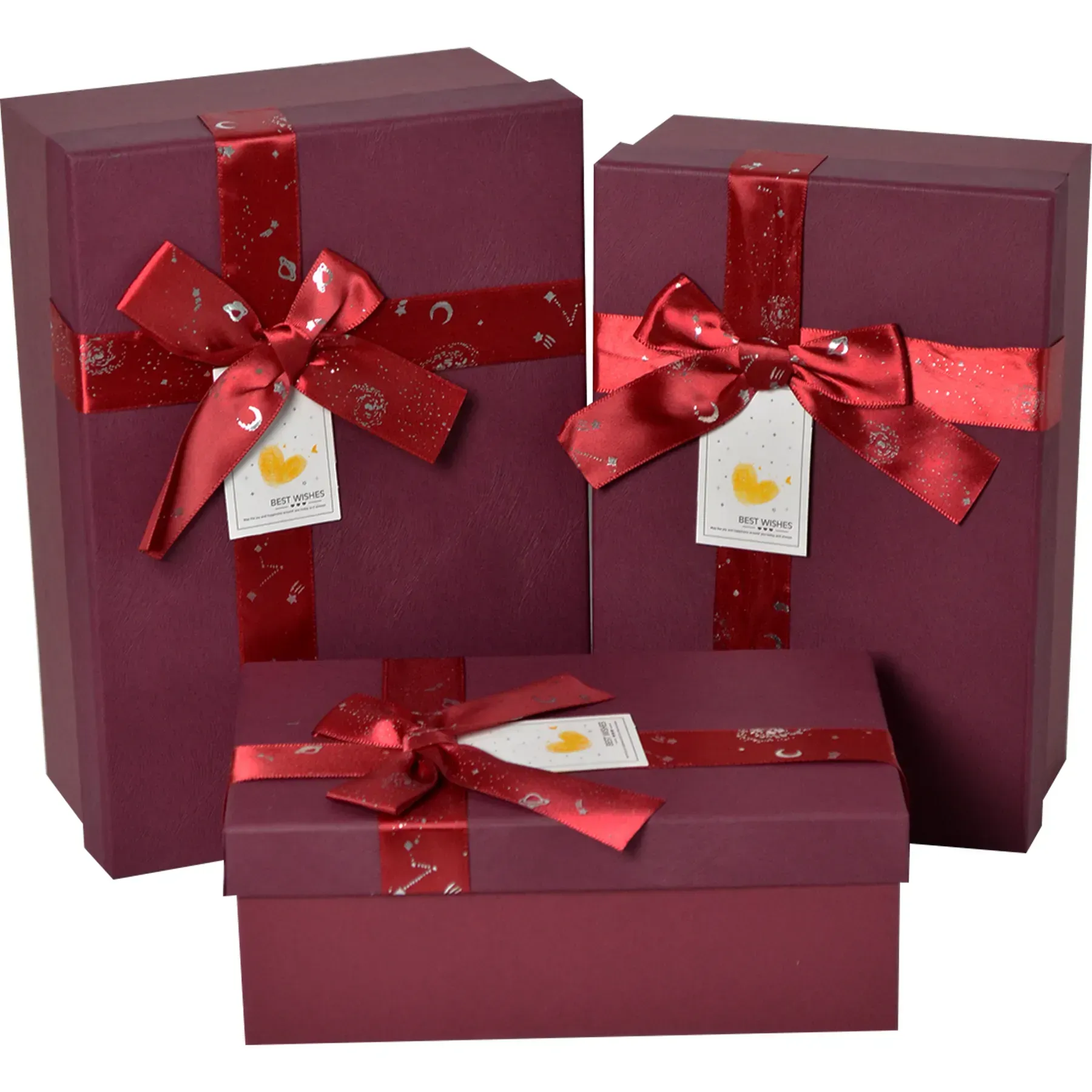 Подарочная коробка прямоугольная, бордовая с бантом, 21*14*8 см, 1103435612