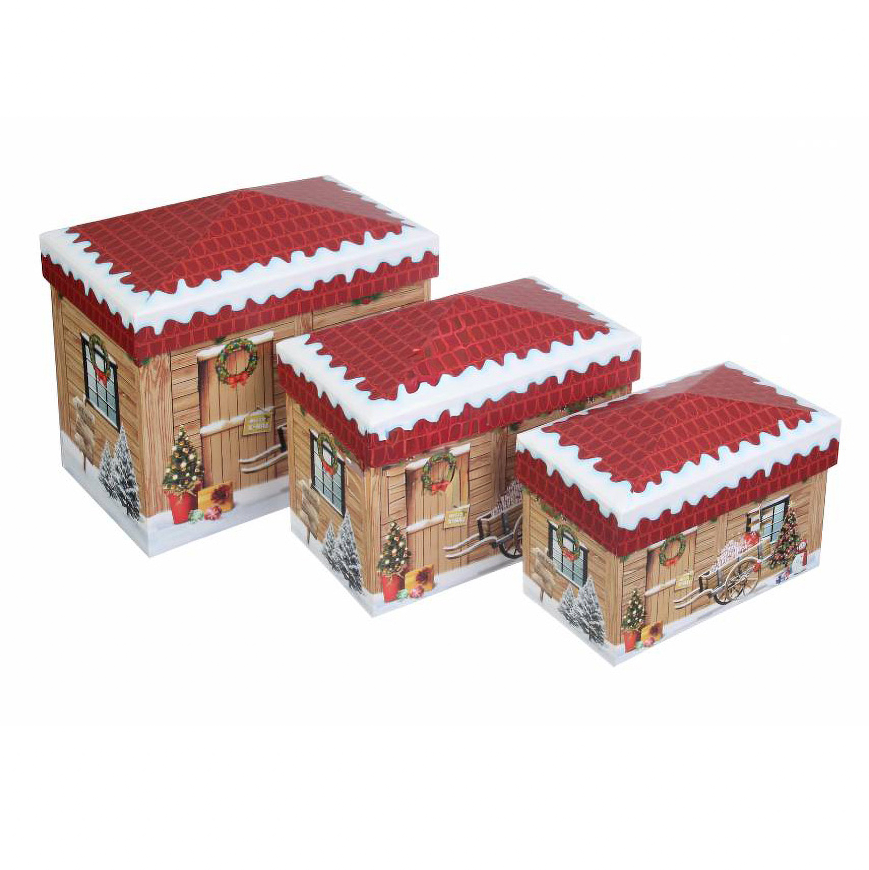 Подарункова коробка новорічна прямокутна велика, 7-1909-022