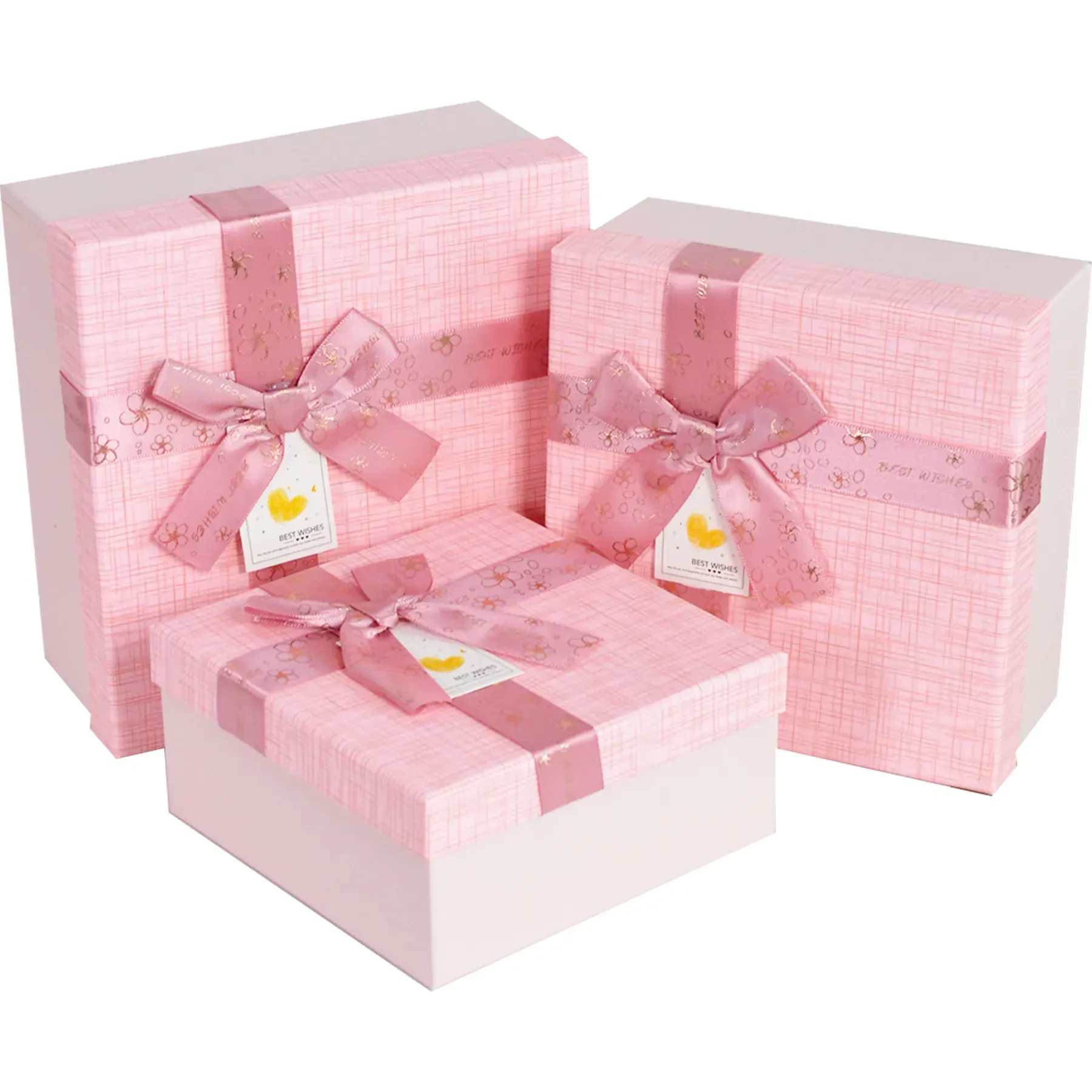 Подарочная коробка квадратная, розовая с бантом, 17,5*17,5*8 см, 4203247502