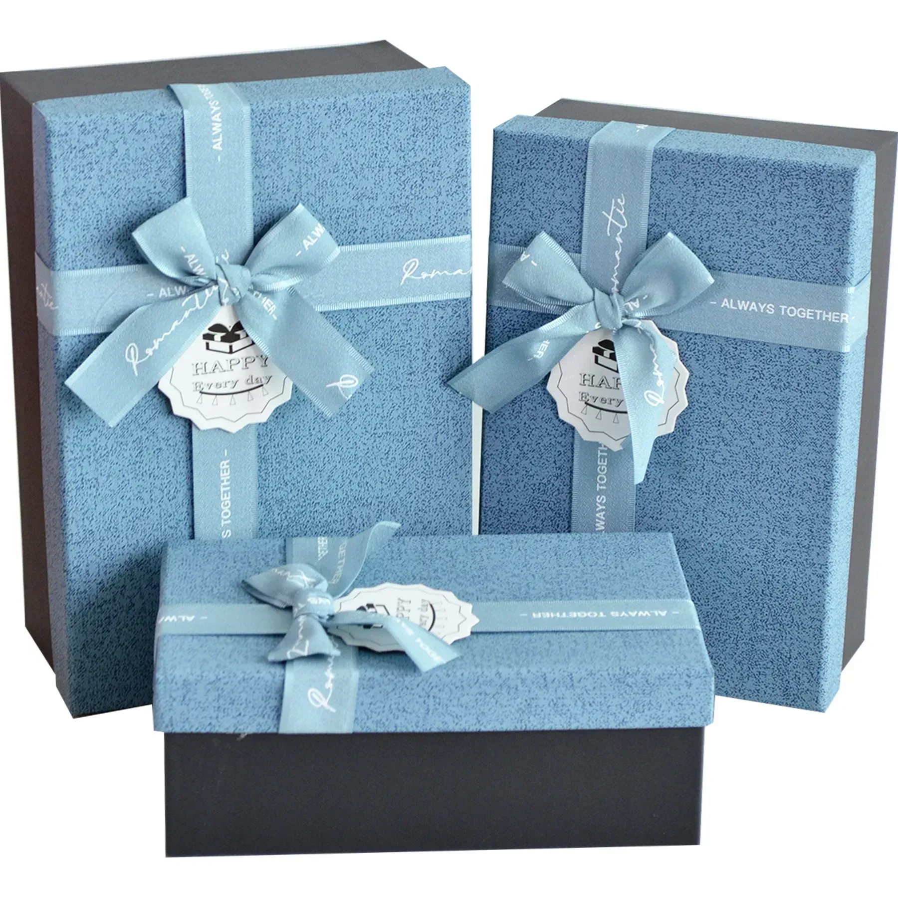 Подарочная коробка прямоугольная, сине-голубая с бантом, 21*14 см, 1103462212