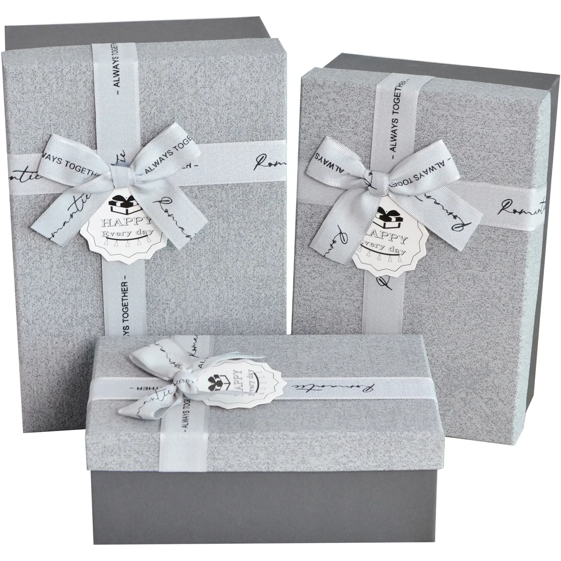 Подарочная коробка прямоугольная, черно-серая с бантом, 19*12 см, 1103460801